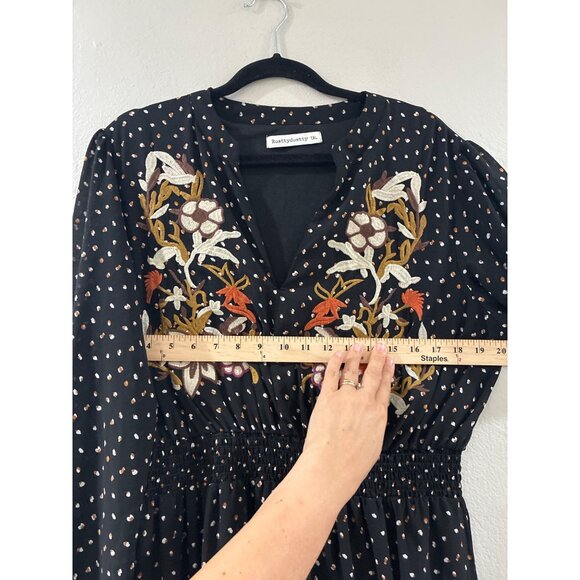 Rusttydustty Dress Modern Bohemia Embroidered maxi with white polka dot size 1X - Picture 7 of 7